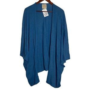 Chaser Oversized Kimono Open Front Cardigan Dolman Sleeves Heather Blue Small S